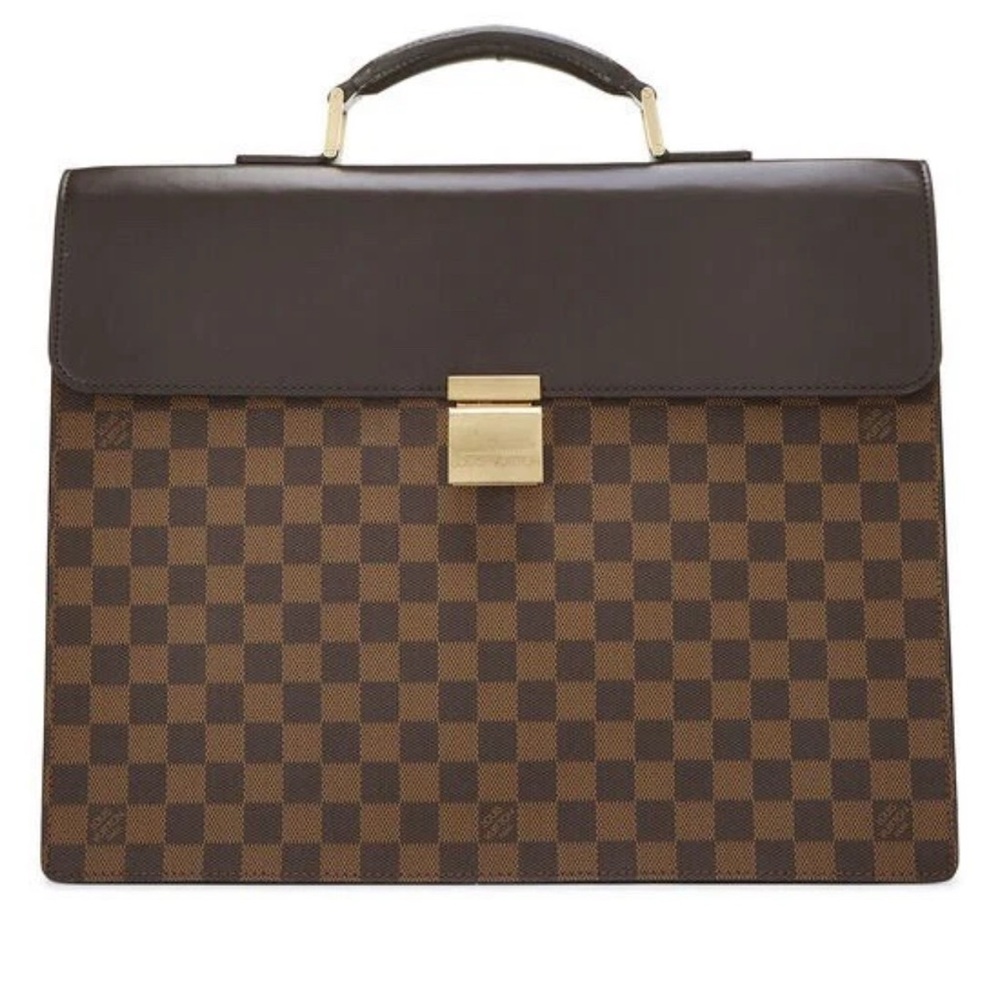 Louis Vuitton Luxury Brown Checkered Briefcase great condition